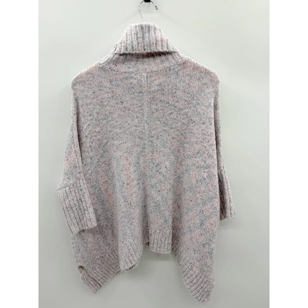 Ann Taylor LOFT Womens Size XS Oversized Cozy Flecked Turtleneck Poncho Sweater